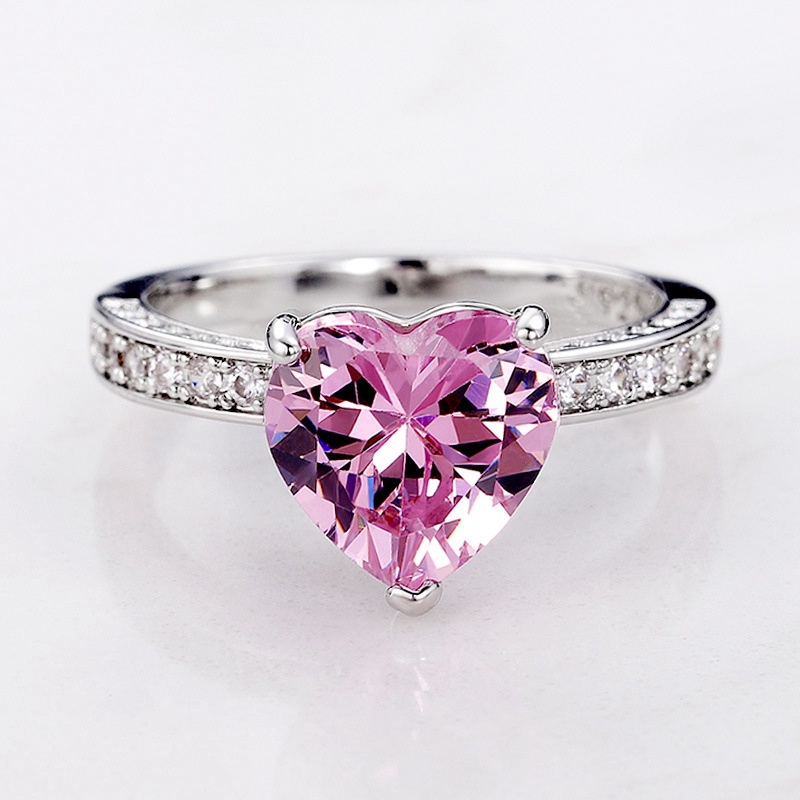 Nhẫn Bạc 925 3 Carat Kích Cỡ 6-10 Đính Đá Sapphire Hồng