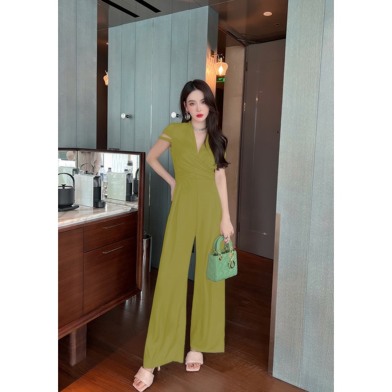 Jumpsuit dáng dài jum dài ống suông đắp chéo bụng xinh xắn J1216 | BigBuy360 - bigbuy360.vn