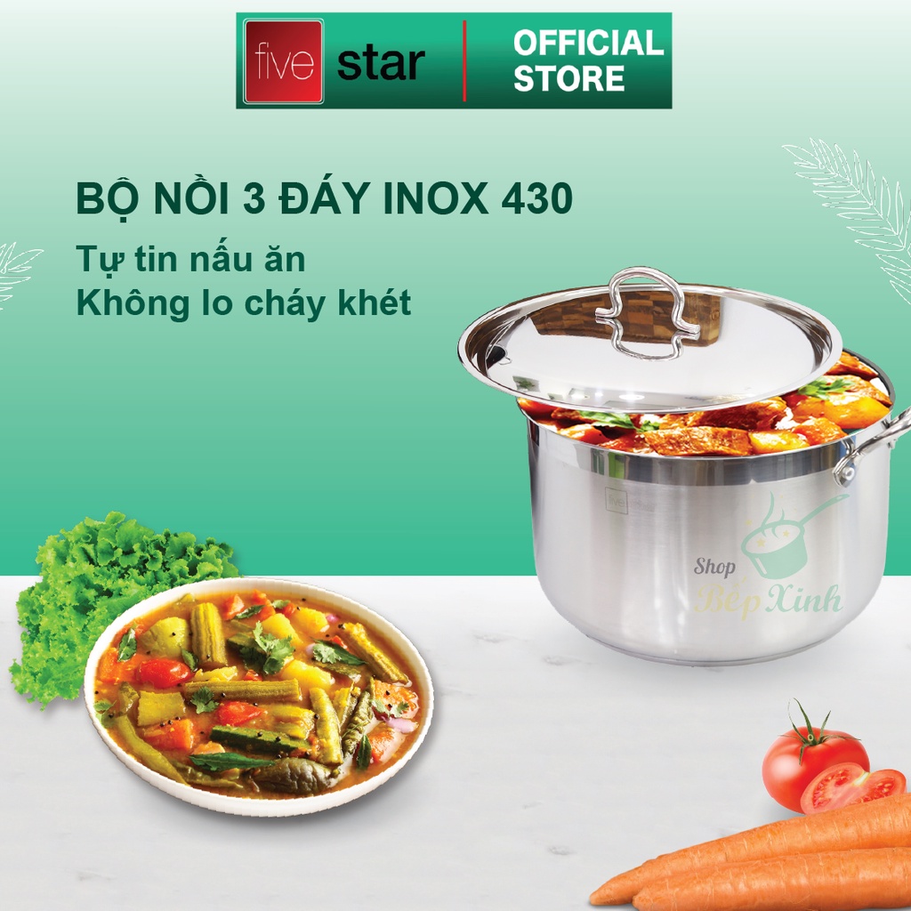 Bộ nồi xửng hấp 3 đáy inox 430 cao cấp FiveStar Standard 28cm , dùng được mọi bếp