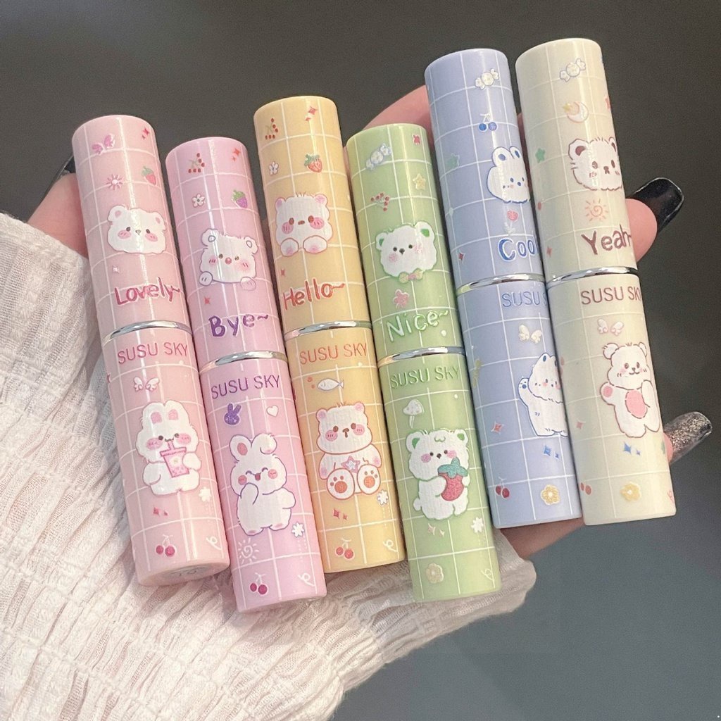 Son Dưỡng Môi Chống Thấm Nước Giữ Ẩm Lâu Trôi Thiết Kế Vỏ Hình Chú Gấu Dễ Thương