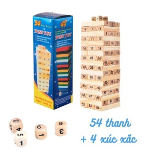 Đồ chơi rút gỗ Wiss Toy - Rút Gỗ 54 Thanh Kèm Xúc Xắc - Thanh gỗ xếp hình