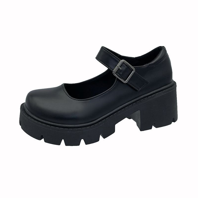 Giày Da Cao Gót Hở Ngón Đế Dày Phong Cách Lolita