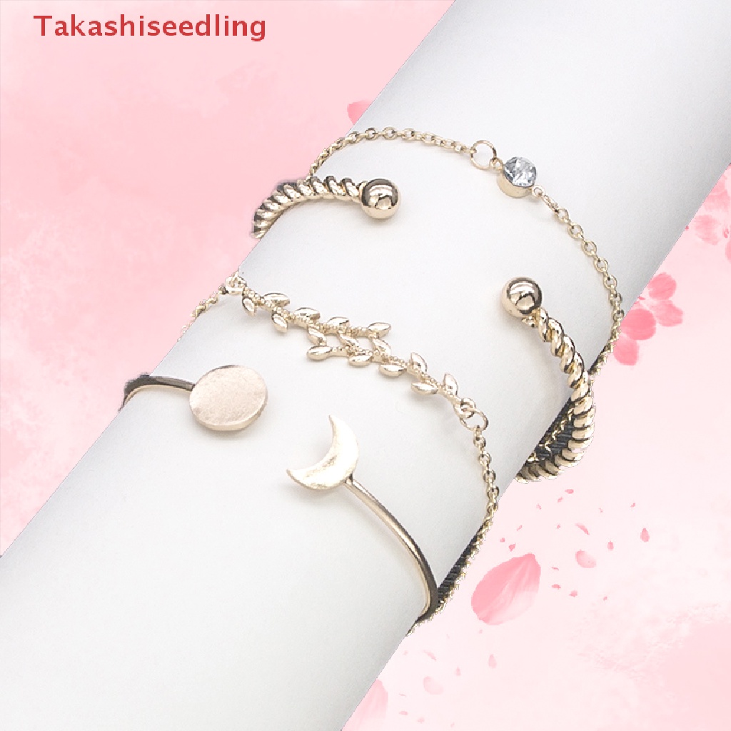 Set 4 Vòng Tay Hợp Kim Đính Đá Phong Cách Bohemian Cho Nữ