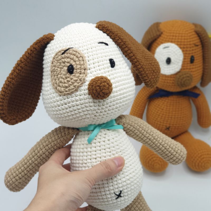 Gấu bông handmade Amigurumi - Chó Snoppy làm thủ công từ len - Quà tặng độc đáo dễ thương và an toàn cho bé