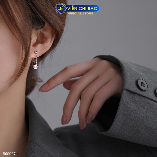 Bông tai cầu Bling chất liệu bạc Thái 925 thời trang phụ kiện trang sức nữ Viễn Chí Bảo B000274