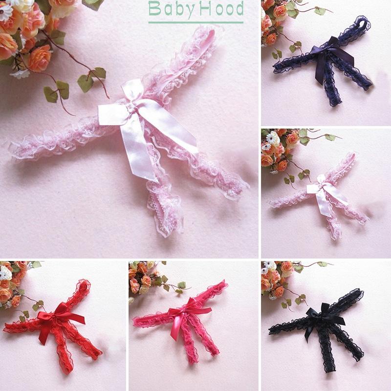 Women Thong Panties Knickers Ribbon Solid Women Briefs Crotchless Lace trim Low rise Breathable G string Fashion#BBHOOD