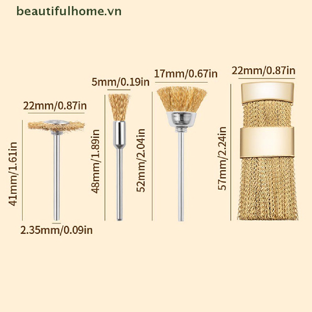 1 Cọ Sợi Đồng Làm Sạch Móng Tay 3 / 32 &quot;