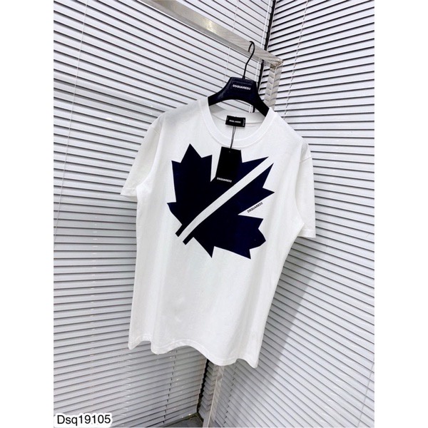 Áo Phông Nam DSQ Hình In hình lá Vải Cotton, Áo thun DSQ Đôi Nam Nữ