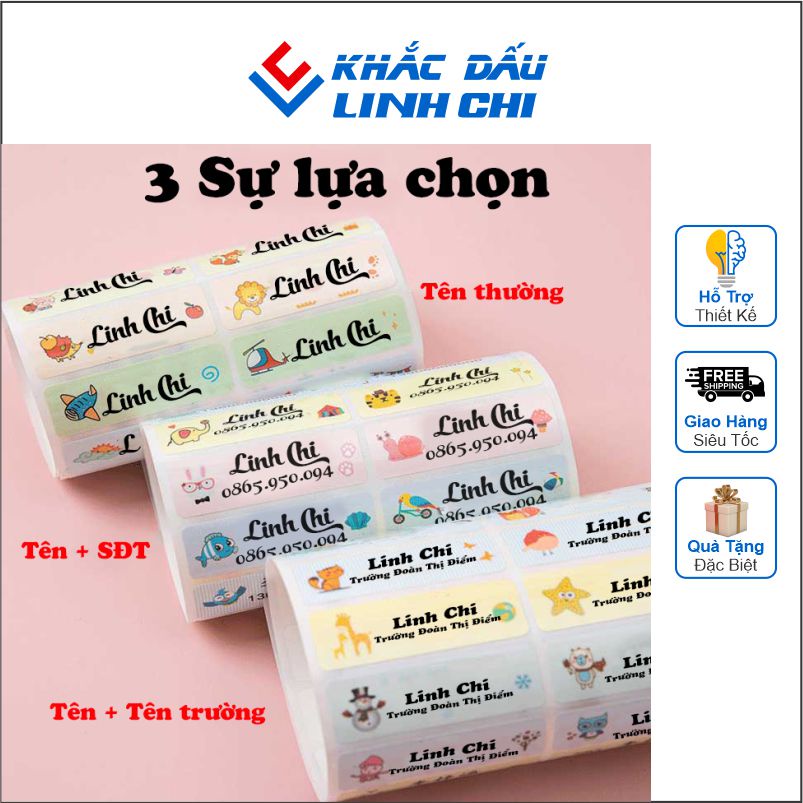 Sticker PVC siêu bền cute chống nước Linh Chi -100 TEM