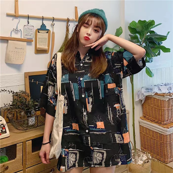 Áo Sơ Mi Chiffon Tay Ngắn In Họa Tiết Hoạt Hình Gấu Và Chữ Thời Trang Mùa Hè Cho Nam Và Nữ