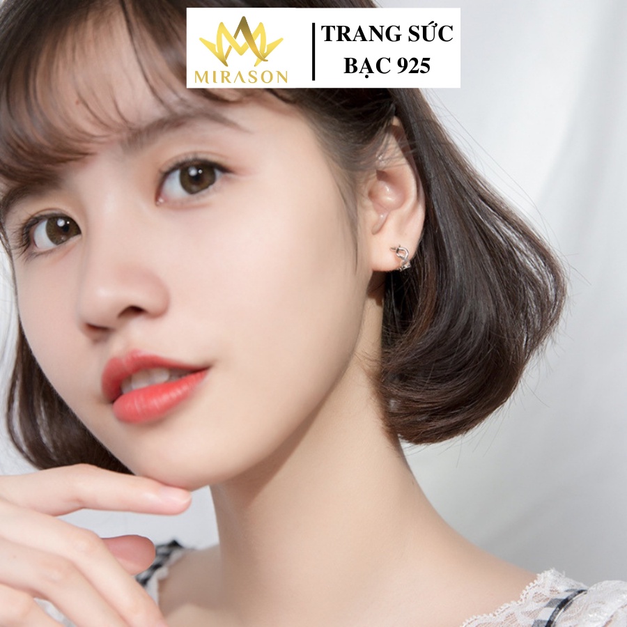 Khuyên Tai Bạc Nữ MIRASON Tròn Đan Chéo Sang Trọng - Bông Tai Nữ Bạc 925 Cao Cấp