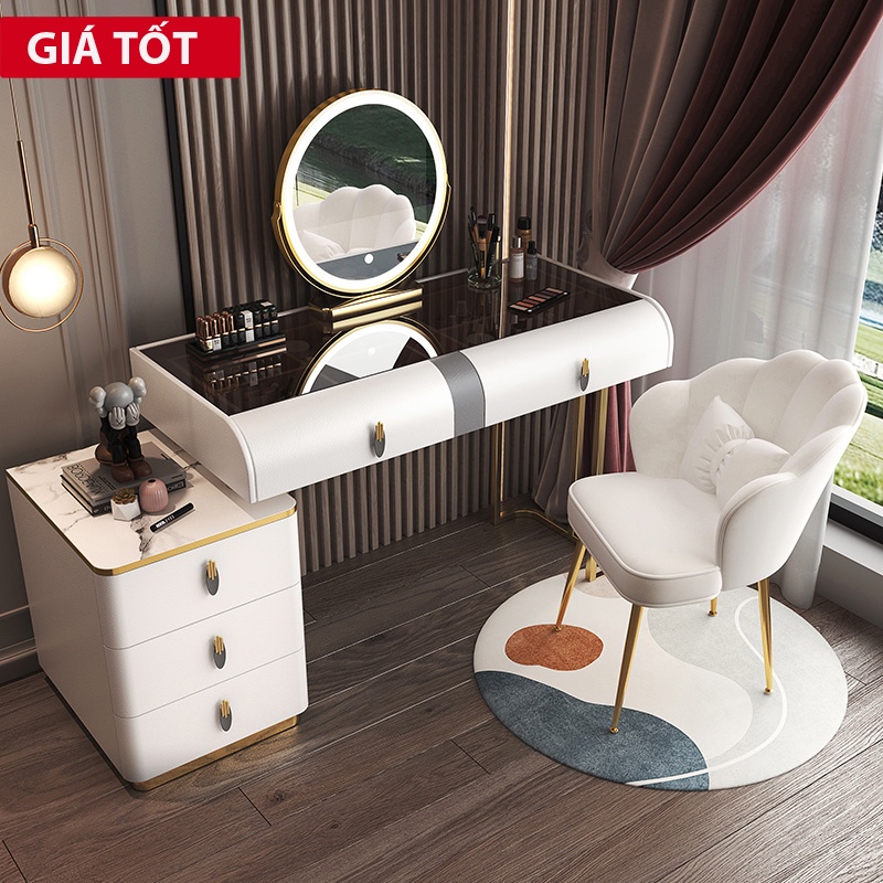 Bàn trang điểm, bàn phấn nhập khẩu Đài Loan đủ bộ có ghế và gương led cảm biến | Gía tốt tại Shop UMART.VN