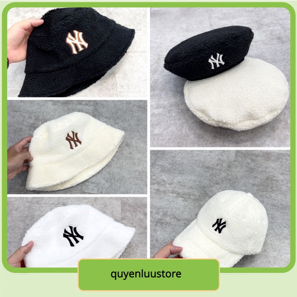 Mũ MLB LÔNG BUKET Trắng unisex N/Y Fleece cap, Nón thời trang cá tính, Mũ thời trang