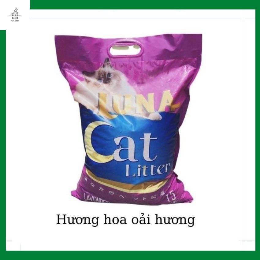 Cát vệ sinh cho mèo Luna Cat Litter 9L mùi chanh táo cà phê lavender tải vón tốt, ít bụi, khử mùi tốt thấm hút nhanh