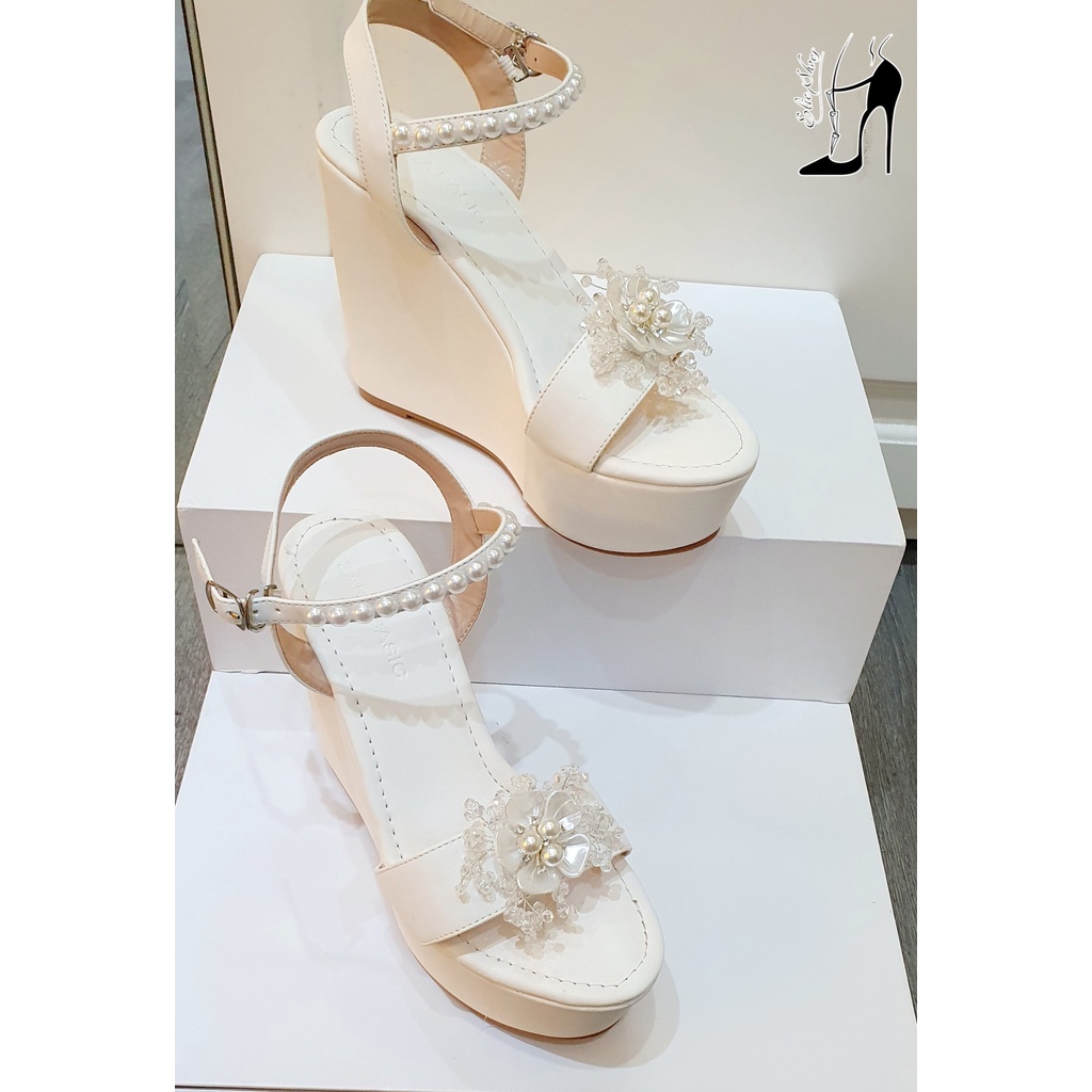 Giày cưới đế xuồng 12p, giày cô dâu đế xuồng 12p., giày cưới đế xuồng 12p ngọc hoa