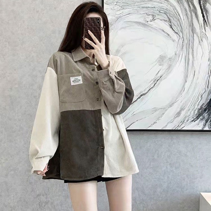 Áo Sơ Mi Dài Tay Phối Màu PUWAS Dáng Unisex Form Rộng Heybigall