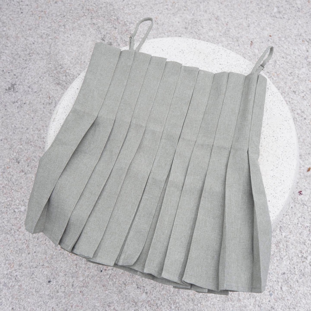 Áo dây kiểu xếp li thân thời trang GAGO 2 màu xanh lá và kem GA4232 GA4233