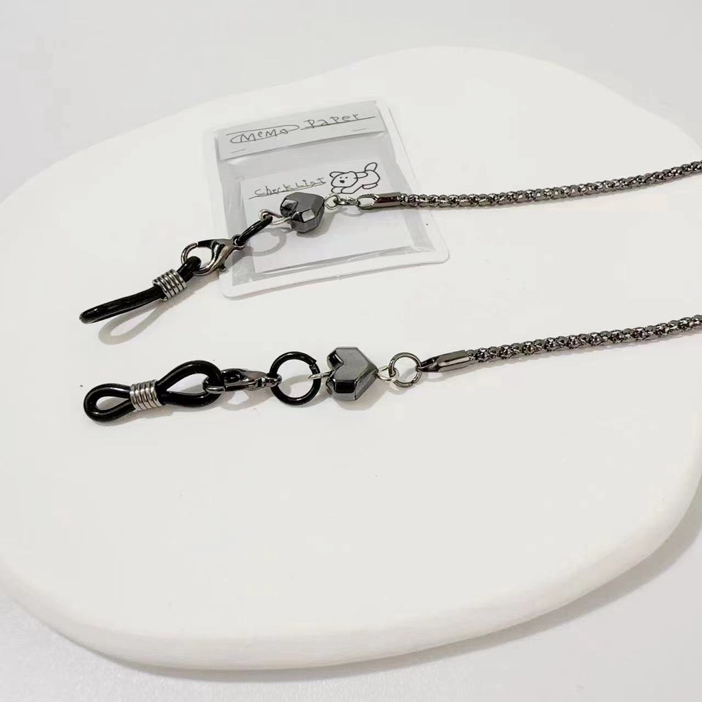 Dây Đeo Mắt Kính Hình Trái Tim Màu Đen Bằng Hợp Kim Đơn Giản Phong Cách ins Mới