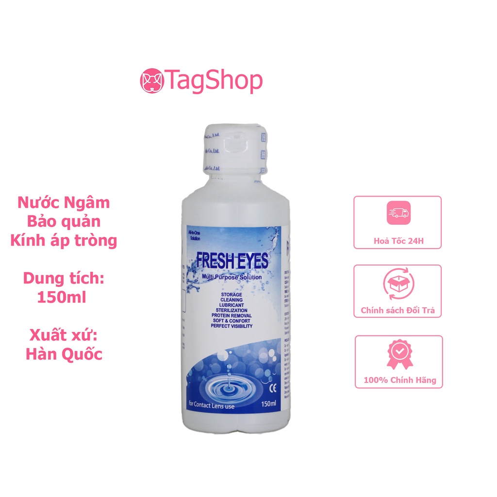 Nước ngâm bảo quản kính áp tròng FRESH EYES chai Xanh dương 150ml Hàn Quốc TAGSHOP