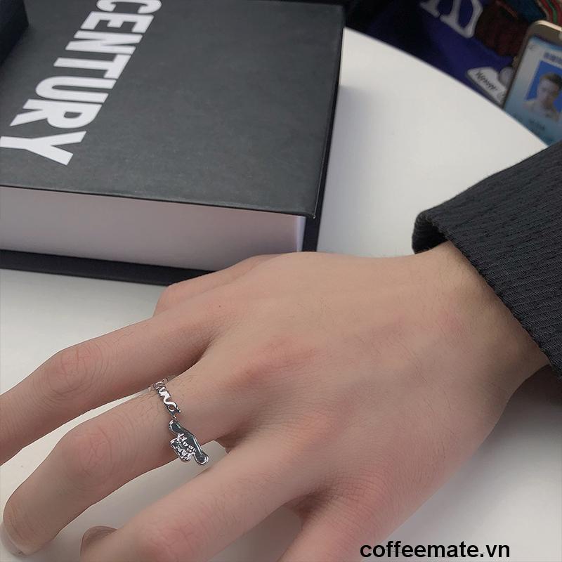 【coffeemate】⚡ Nhẫn đôi hở họa tiết Cinnamoroll hoạt hình dễ thương phong cách Hàn Quốc cho nữ