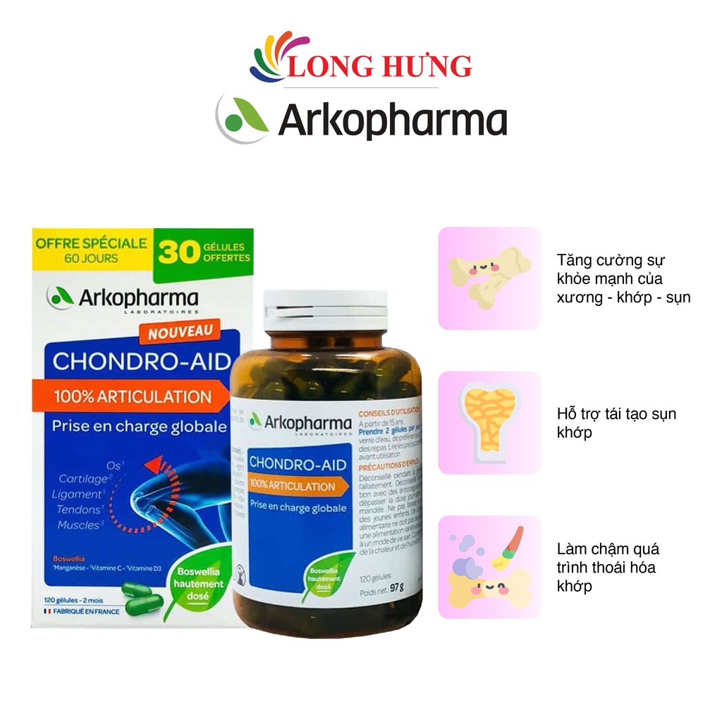 Viên uống Arkopharma Chondro-Aid 100% Articulation hỗ trợ chắc khỏe hệ xương khớp (60 viên/120 viên)