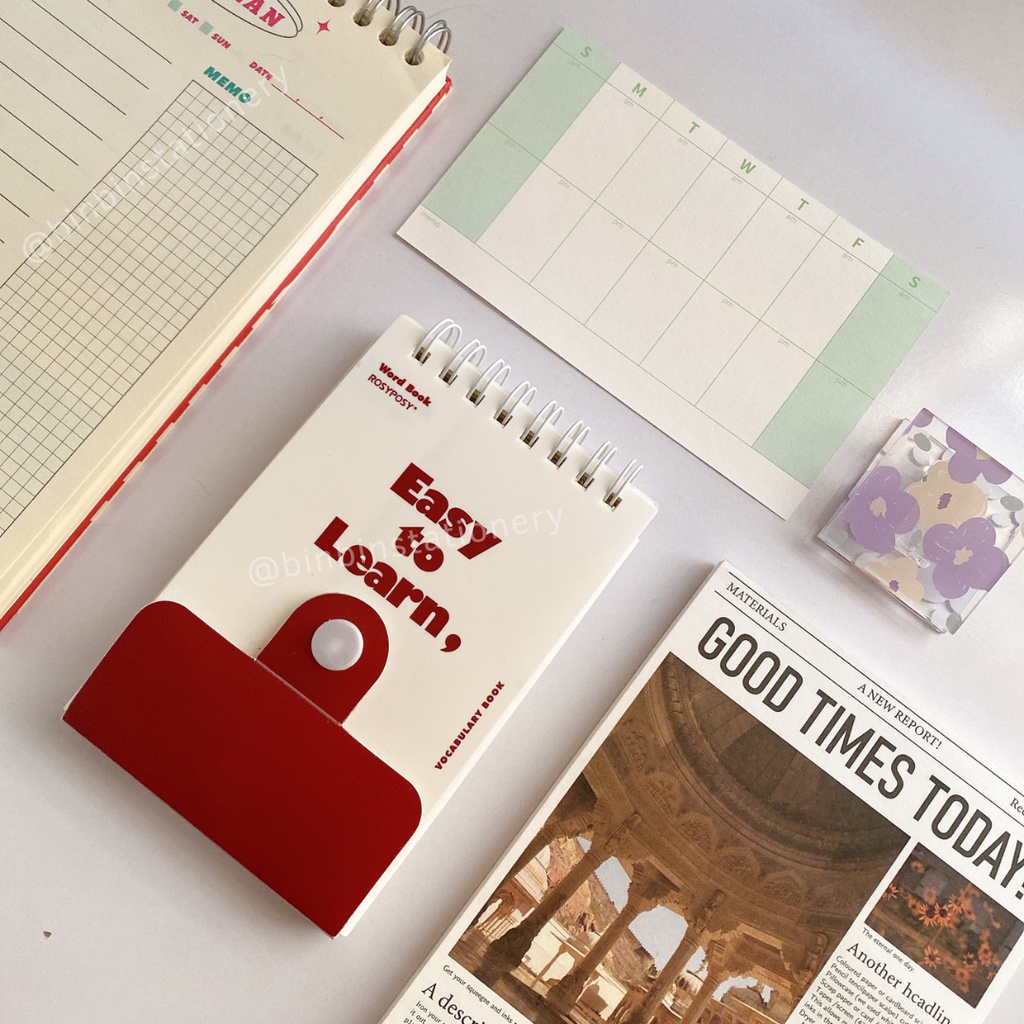 Sổ tay ghi chú từ vựng Rosy Pony Word Book phong các Retro, có thể đứng được STGC