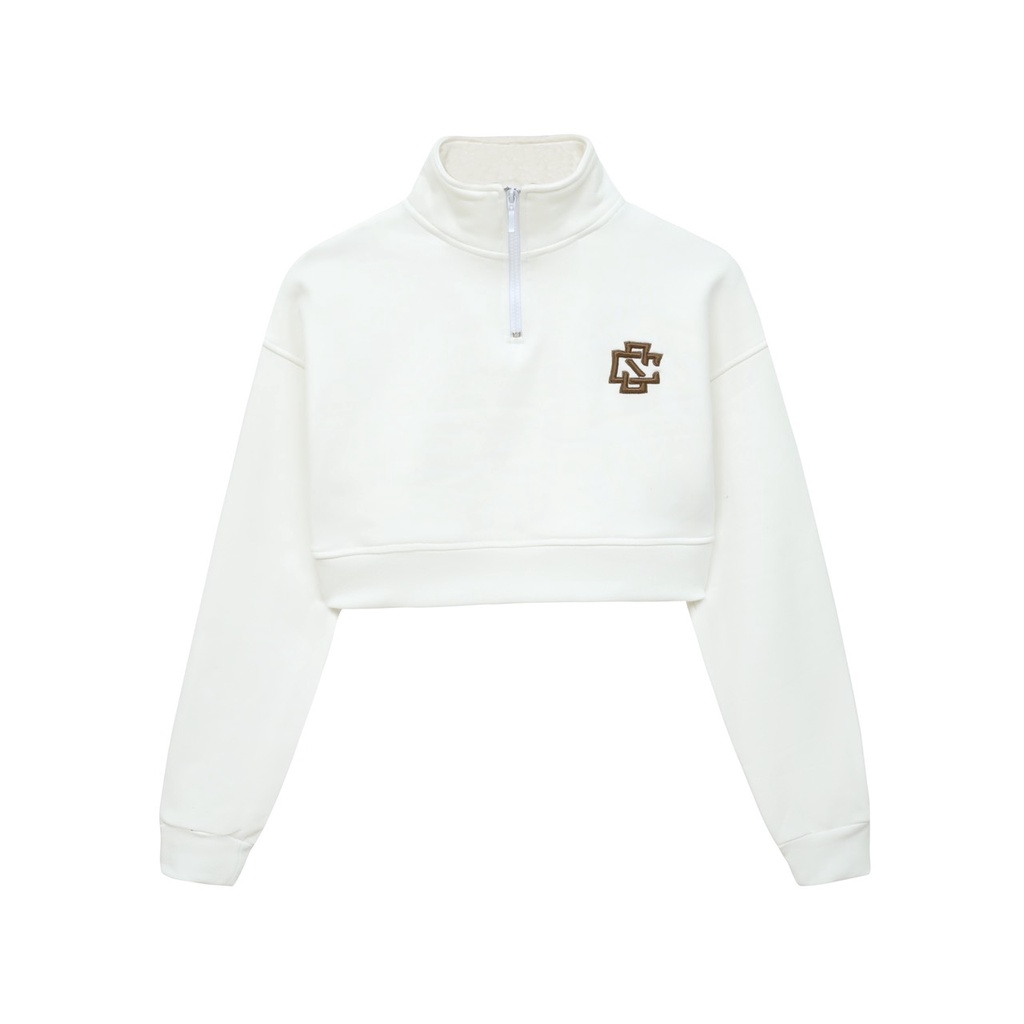 ÁO HALF ZIP CROP-LOGO CRISPUS