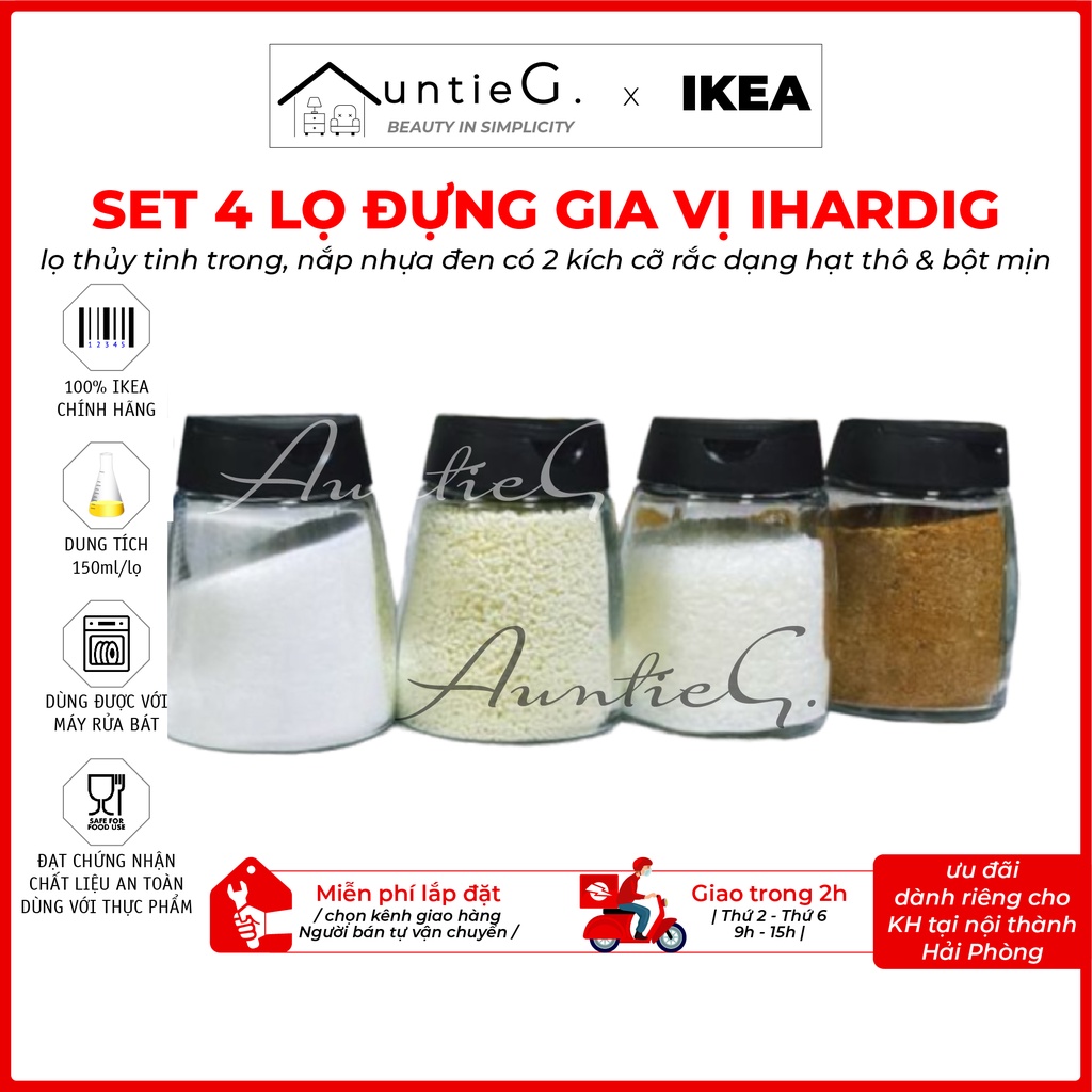 Bộ 4 lọ đựng gia vị IHARDIG CHÍNH HÃNG IKEA THỤY ĐIỂN