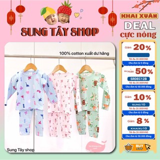 ( Mã mới) Set 3 bộ dài tay thu đông cho bé gái xuất dư 100% cotton