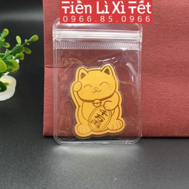 Mèo thần tài mạ vàng 24k 2023 / miếng dán điện thoại mèo thần tài