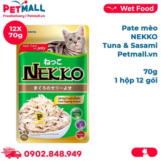 Pate mèo NEKKO Jelly Tuna & Sasami 70g - Hộp 12 gói Petmall