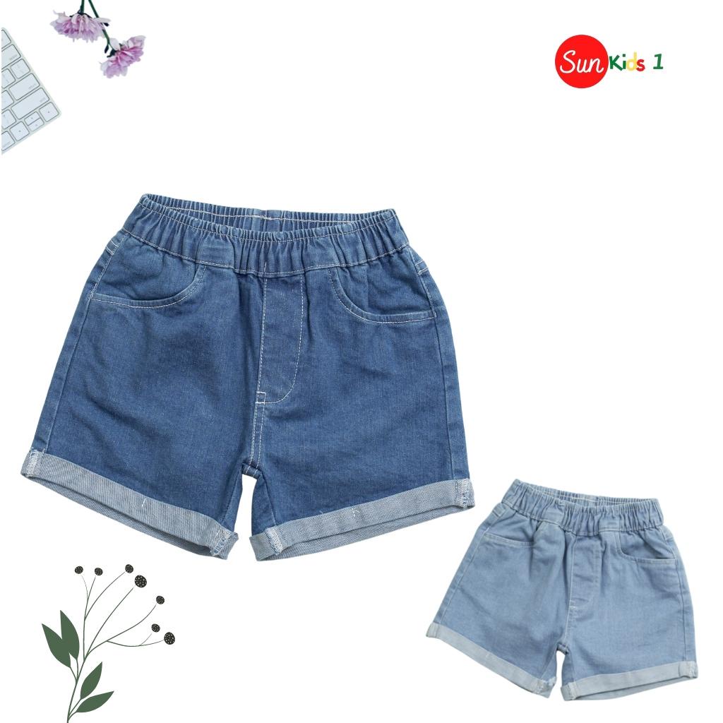 Quần short bé gái SUNKIDS1, quần sooc bé gái chất jean mềm mát , size 5-9 tuổi
