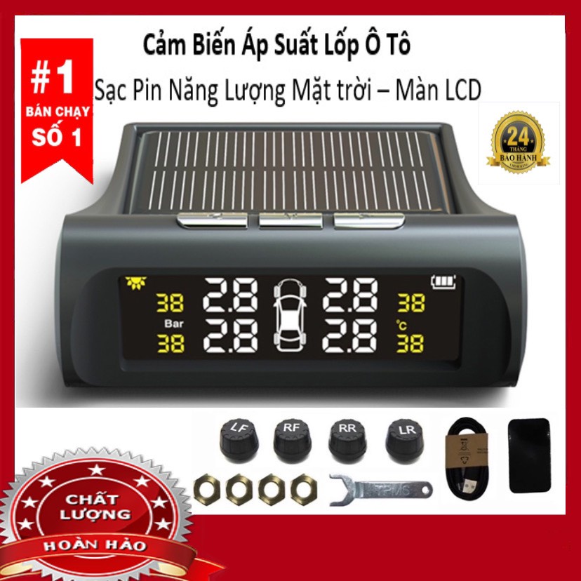 Cảm biến áp suất lốp ô tô, cảm biến áp suất lốp van gắn ngoài - Màn hiển thị điện tử,Sạc Pin năng lượng mặt trời TPMS