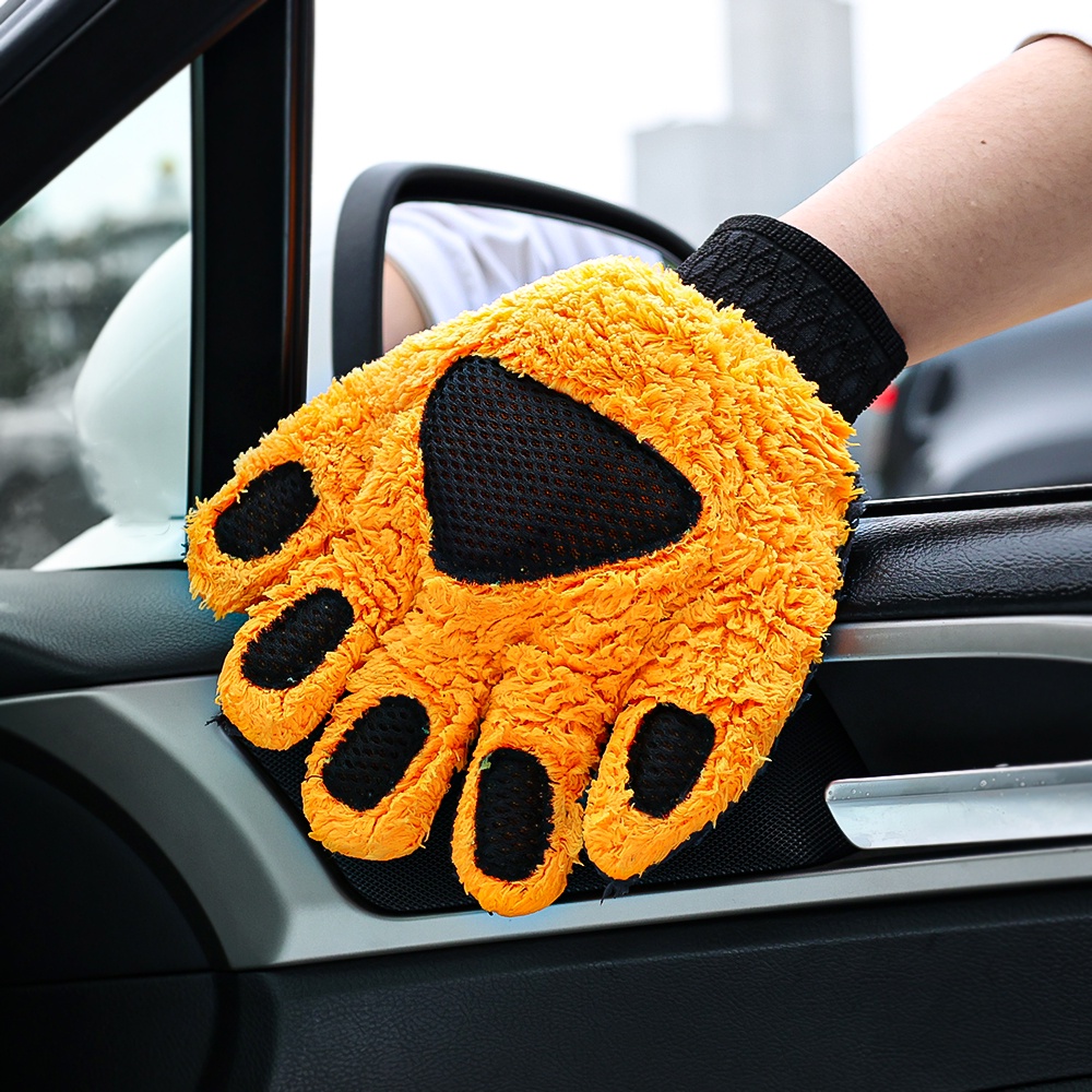 Găng Tay Nhung San Hô Mềm Mại Hai Mặt Chống Trầy Xước Vệ Sinh Xe Hơi