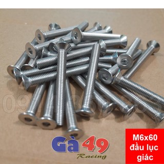 Ốc vít gù tay lái inox lục giác 6ly dài 60mm