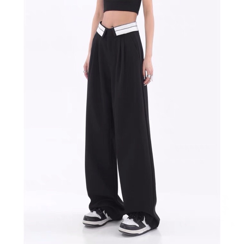 Quần ống Rộng Ulzzang Lưng Viền Chất Ruby Hàn Cao Cấp Siêu Hách Dáng 1088