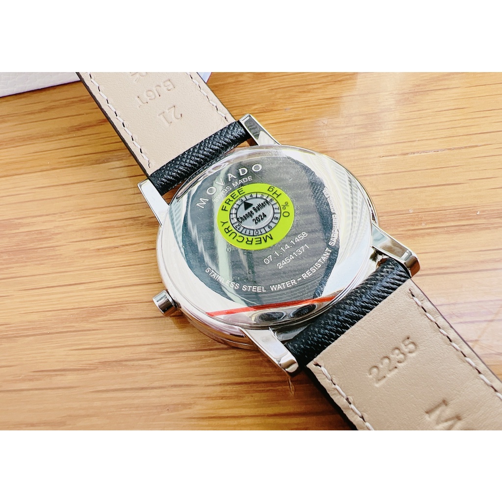 Đồng hồ nam chính hãng Movado 0607194 Museum classic - Máy pin Thụy Sĩ - Kính Sapphire- Dây da