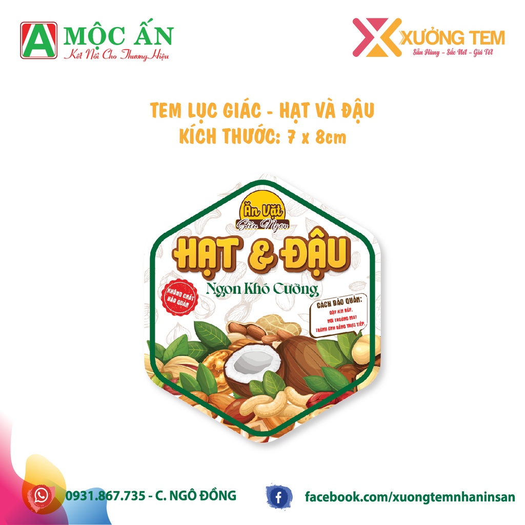 55 Tem Dán Sản Phẩm , Nhãn Dán "Hạt Dinh Dưỡng"- Cán Bóng, Dày, Sáng, Đẹp