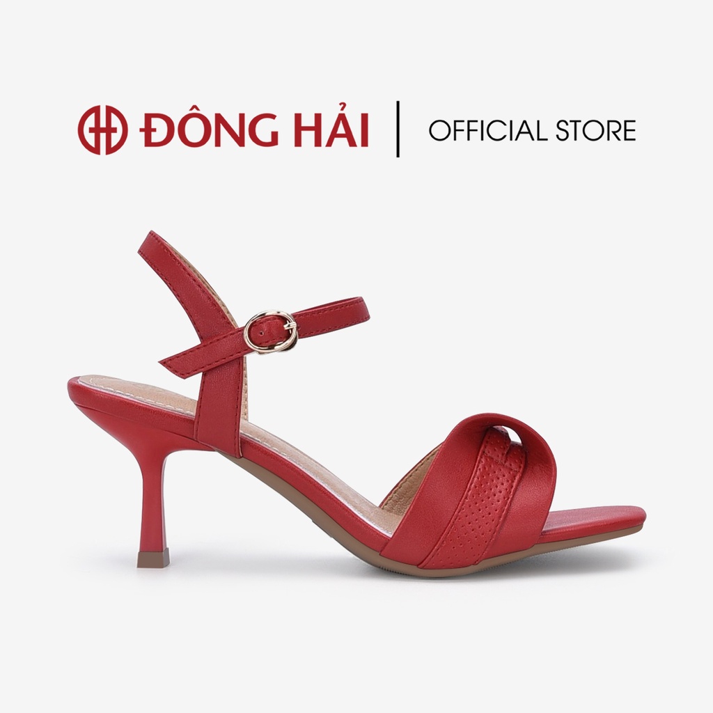 Giày sandal cao gót Đông Hải gót nhọn 7cm phối quai đôi cách điệu - S5815