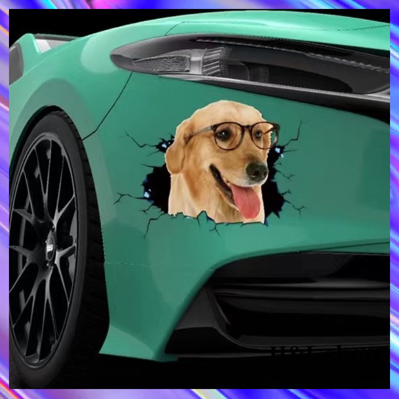 Hl Miếng Dán Trang Trí Xe Hơi / Mũ Bảo Hiểm / Xe Máy Hình Chú Chó Hoạt Họa 3D Chống Thấm Nước