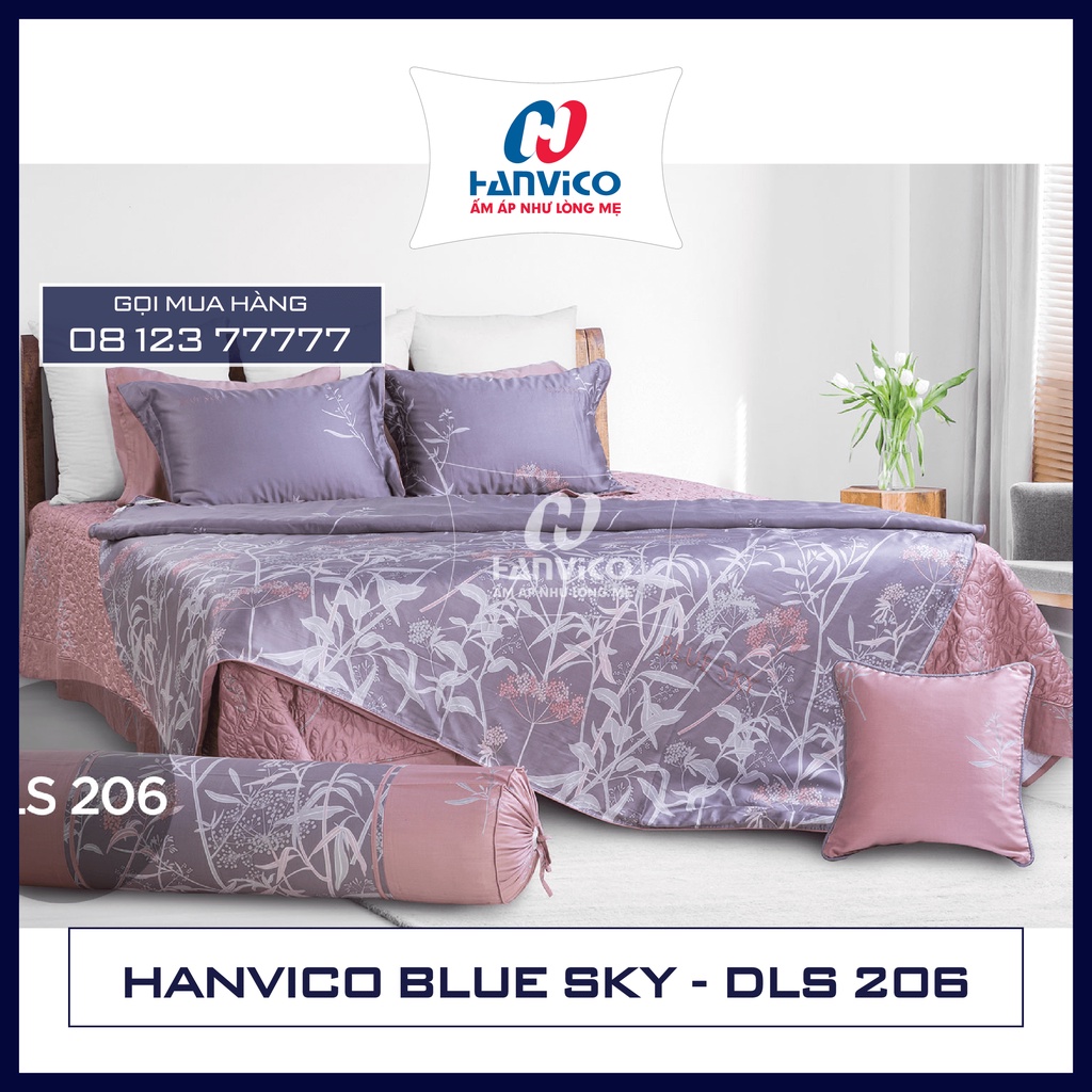 ☀️ Bộ Chăn Ga Gối ☀️ Hanvico Blue Sky DLS206 - Chất liệu 100% Cotton cao cấp (bán lẻ Ga chun, vỏ gối, vỏ chăn)