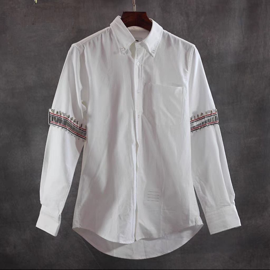 Áo Sơ Mi Ghim Tay Thom❤️Áo Sơ Mi Thom Khóa 4 Sọc Tay, Hàng Form Dáng Chuẩn Unisex