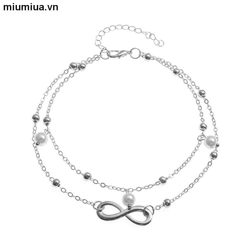 miumiua🔮Lắc chân 2 vòng đính ngọc trai thời trang dành cho nữ