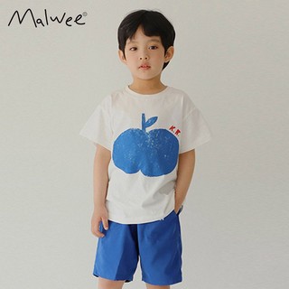Bộ thun hè cotton Malwee áo trắng táo quần xanh cho bé trai 2-7 tuổi - MW8336 - Little Maven Chính Hãng
