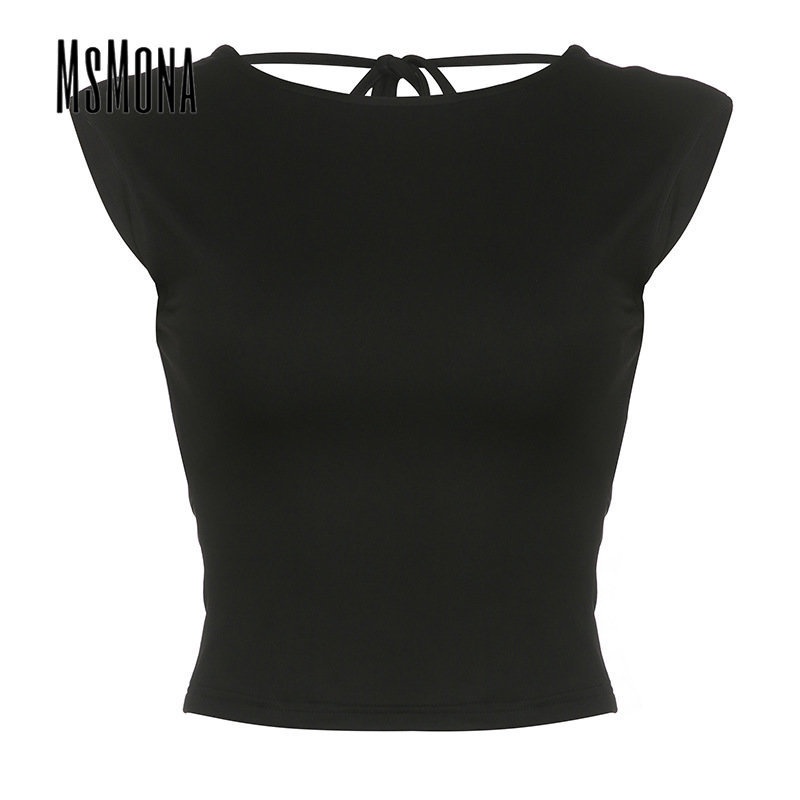 MsMona Áo Tank Top Cổ Tròn Màu Trơn Thời Trang 2023 Cho Nữ