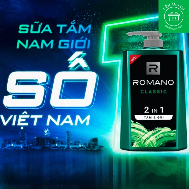 Tắm gội 2 in 1 Romano hương nước hoa chai 650g