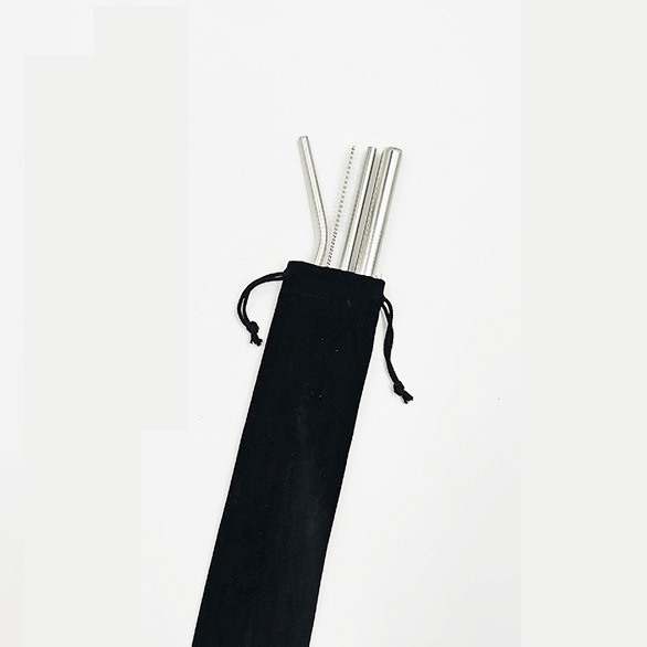 Set 3 Ống Hút Dài Inox 304 Đủ Size Kèm Chổi Cọ Rửa Và Túi Dây Rút