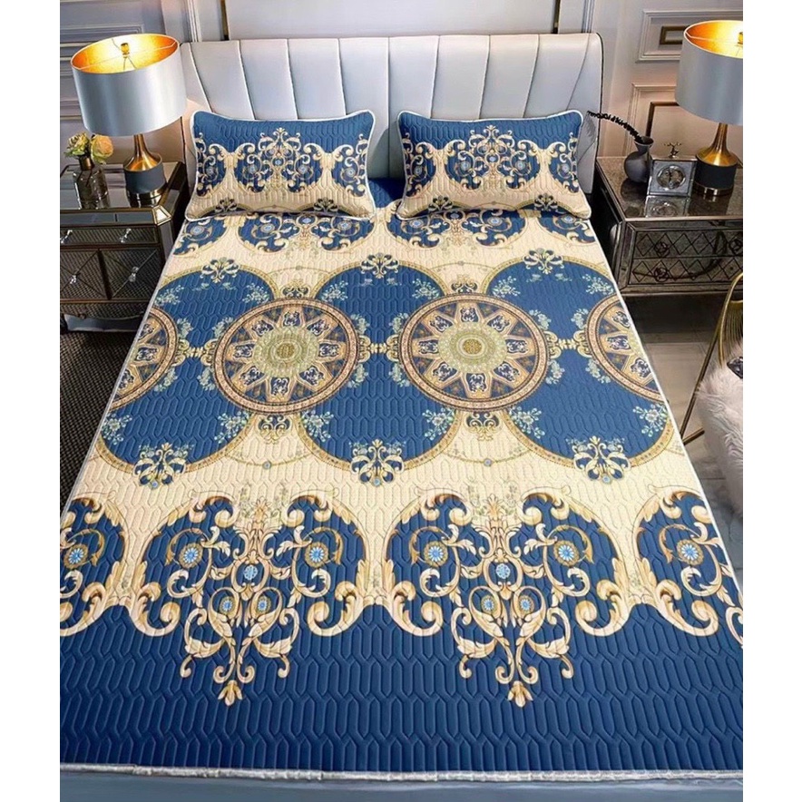 Chiếu điều hòa cao su non mẫu 5D ,vải lụa tecel thoáng mát , đủ kích thước 1m6/1m8, mẫu -thỏ cà rốt xanh