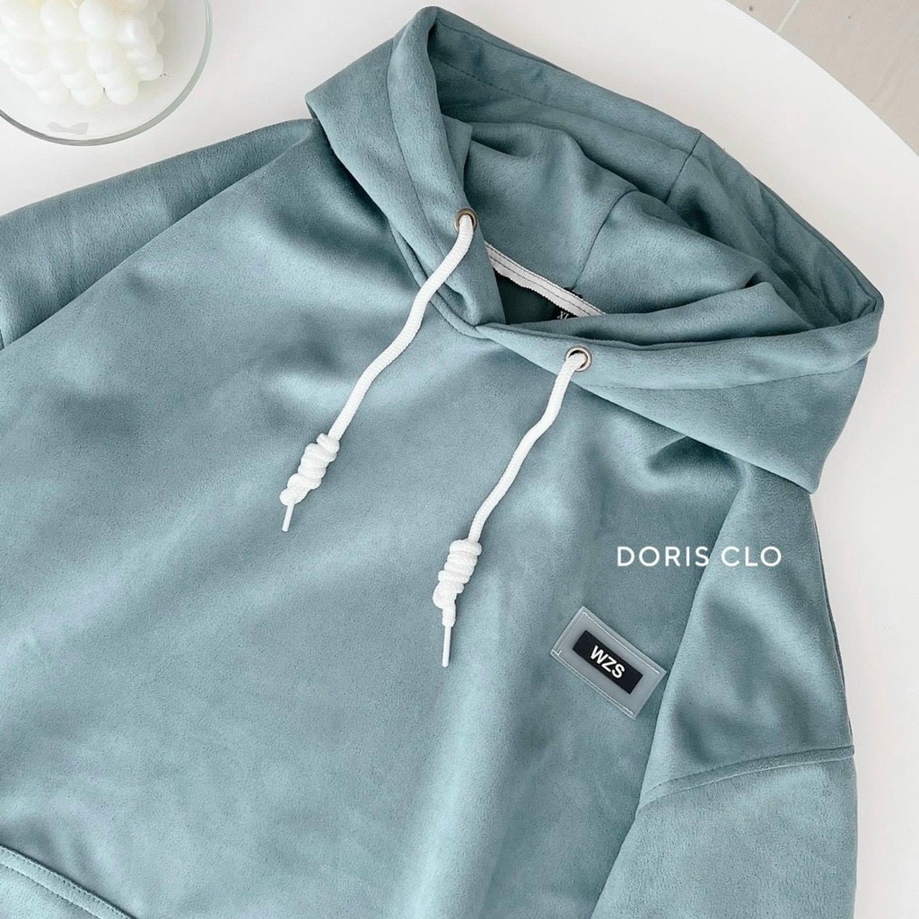 Áo khoác hoodie nỉ tròng đầu màu xanh nhạt cực đẹp ulzzang