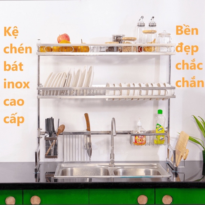 Kệ úp bát trên bồn rửa đa năng. ilox 304 k rỉ, full size từ 66cm - 126cm